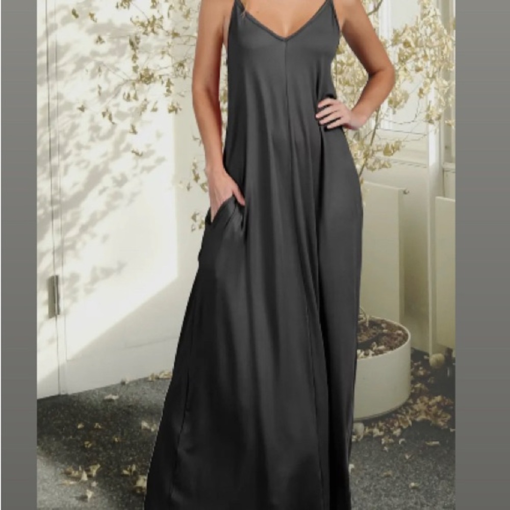 Doublju Gray Sleeveless Maxi Dress Spaghetti Strap